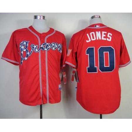 Braves #10 Chipper Jones Red Stitched MLB Jersey