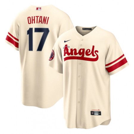 Men's Los Angeles Angels #17 Shohei Ohtani 2022 Cream City Connect Cool Base Stitched Jersey