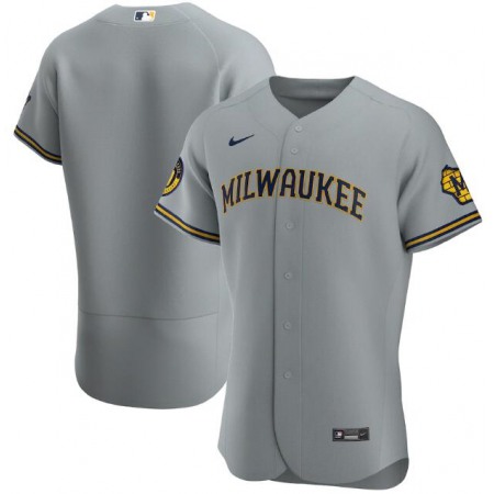 Men's Milwaukee Brewers Blank Grey Flex Base Stitched Jersey