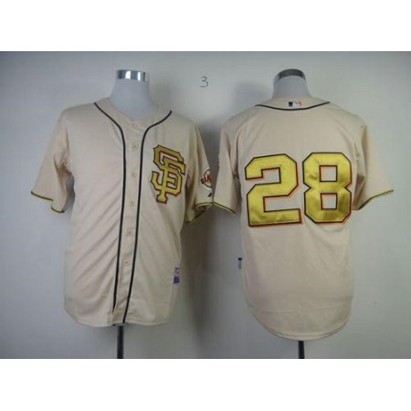 Giants #28 Buster Posey Cream Gold No. Stitched MLB Jersey