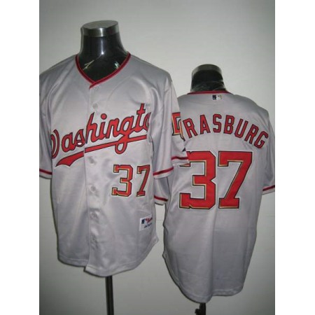 Nationals #37 Stephen Strasburg Stitched Grey MLB Jersey