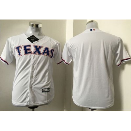 Rangers Blank White Cool Base Stitched Youth MLB Jersey