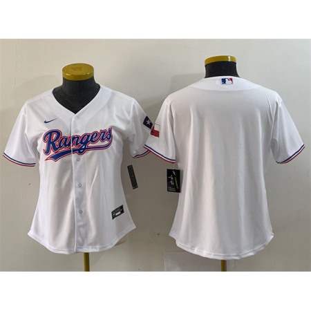 Youth Texas Rangers Blank White With Patch Stitched Baseball Jersey