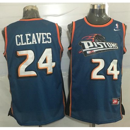 Pistons #24 Mateen Cleaves Blue Throwback Stitched NBA Jersey