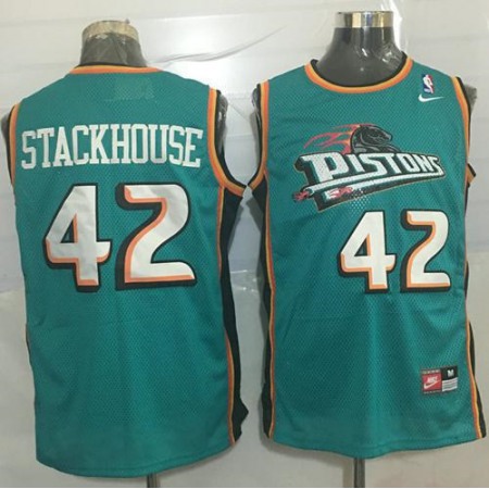 Pistons #42 Jerry Stackhouse Green Throwback Stitched NBA Jersey