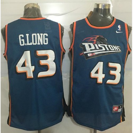 Pistons #43 Grant Long Blue Throwback Stitched NBA Jersey