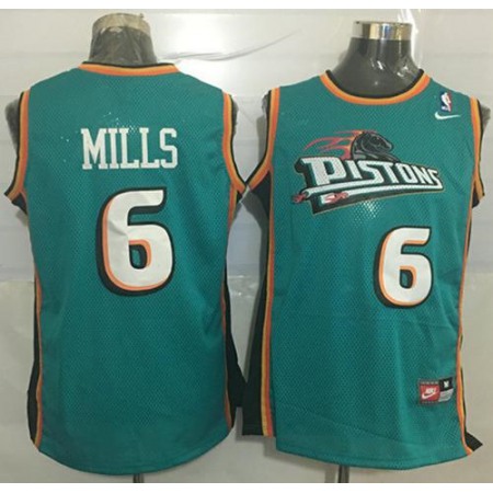 Pistons #6 Terry Mills Green Throwback Stitched NBA Jersey