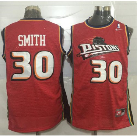 Pistons #30 Joe Smith Red Throwback Stitched NBA Jersey