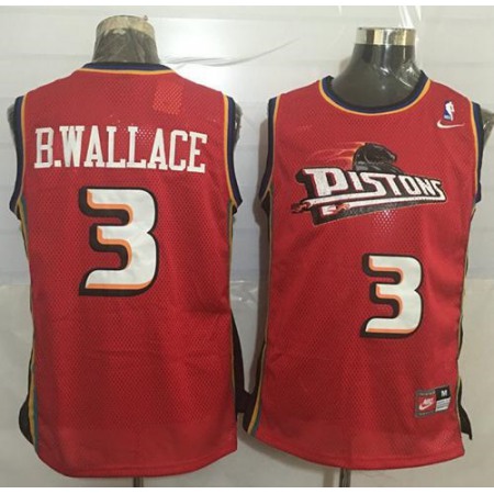 Pistons #3 Ben Wallace Red Throwback Stitched NBA Jersey