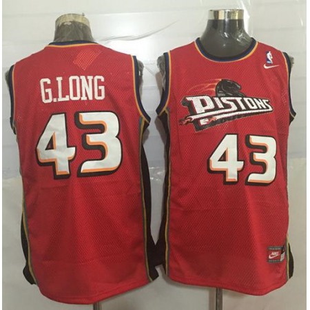 Pistons #43 Grant Long Red Throwback Stitched NBA Jersey