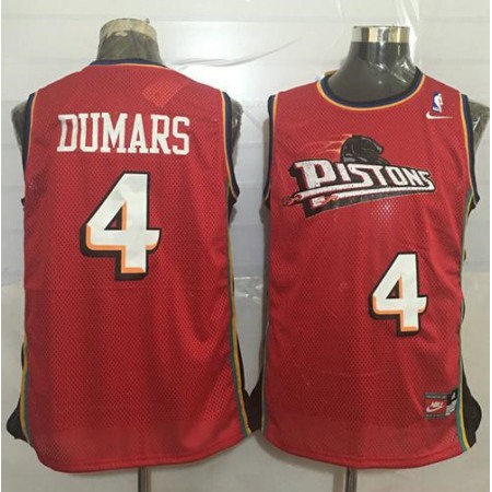 Pistons #4 Joe Dumars Red Throwback Stitched NBA Jersey