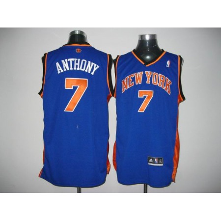 Knicks #7 Carmelo Anthony Blue Stitched NBA Jersey