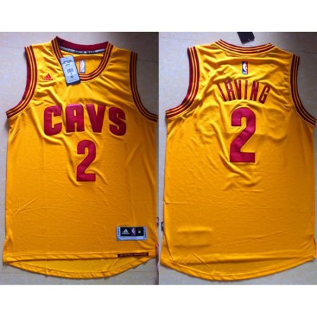 Cavaliers #2 Kyrie Irving Yellow Alternate Stitched NBA Jersey