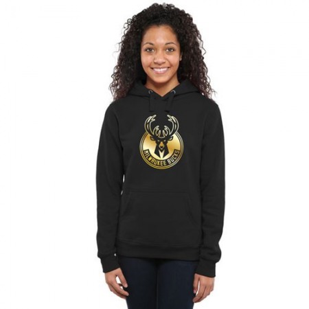 Women's Milwaukee Bucks Gold Collection Pullover Hoodie Black