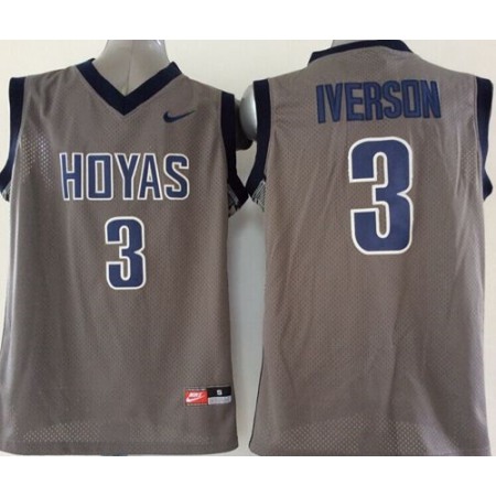 Hoyas #3 Allen Iverson Grey Basketball Stitched NCAA Jersey