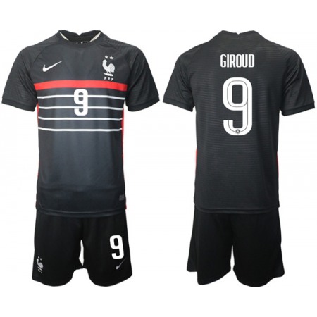 Men's France #9 Giroud Black Home Soccer Jersey Suit