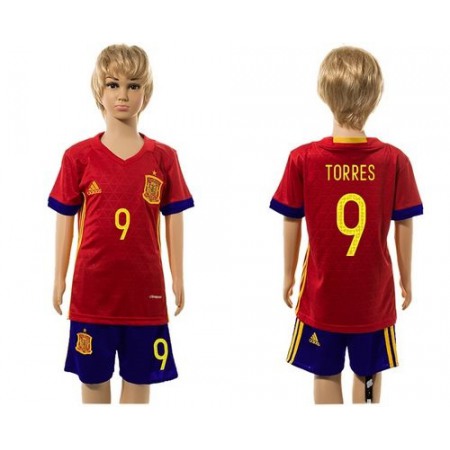 Spain #9 Torres Red Home Kid Soccer Country Jersey