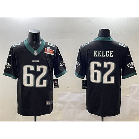 Men's Philadelphia Eagles #62 Jason Kelce Black 2025 Super Bowl LIX Patch Vapor Untouchable Limited Stitched Football Jersey