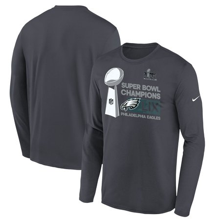 Youth Philadelphia Eagles Nike Anthracite Super Bowl LIX Champions Locker Room Trophy Collection Long Sleeve T-Shirt