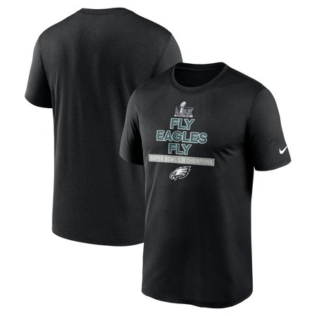 Men's Philadelphia Eagles Nike Black Super Bowl LIX Champions Fly Eagles Fly T-Shirt