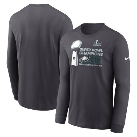 Men's Philadelphia Eagles Nike Anthracite Super Bowl LIX Champions Locker Room Trophy Collection Long Sleeve T-Shirt