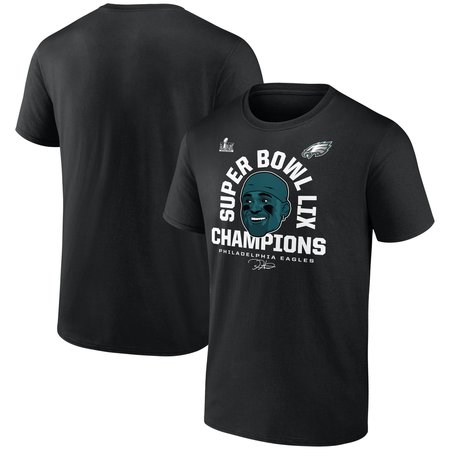 Men's Philadelphia Eagles #1 Jalen Hurts Black Super Bowl LIX Champions T-Shirt