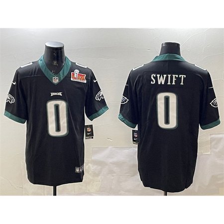 Men's Philadelphia Eagles #0 D'Andre Swift Black 2025 Super Bowl LIX Patch Vapor Untouchable Limited Stitched Football Jersey