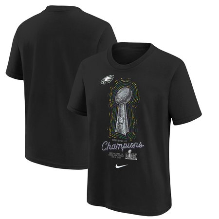 Youth Philadelphia Eagles Nike Black Super Bowl LIX Champions Lombardi Trophy T-Shirt