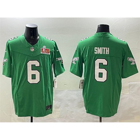 Men's Philadelphia Eagles #6 DeVonta Smith Green 2025 Super Bowl LIX Patch F.U.S.E. Throwback Vapor Untouchable Limited Stitched Football Jersey