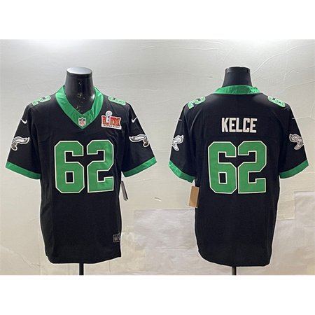 Men's Philadelphia Eagles #62 Jason Kelce Black 2025 Super Bowl LIX Patch F.U.S.E. Vapor Untouchable Limited Stitched Football Jersey