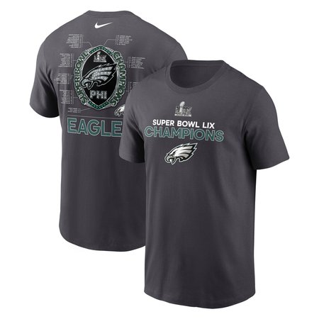 Men's Philadelphia Eagles Nike Anthracite Super Bowl LIX Champions Roster T-Shirt