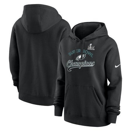 Women's Philadelphia Eagles Black Super Bowl LIX Champions Tailsweep Pullover Hoodie