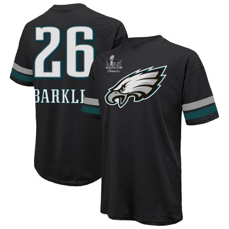 Men's Philadelphia Eagles #26 Saquon Barkley  Threads Black Super Bowl LIX Champions Oversized Player Name & Number T-Shirt