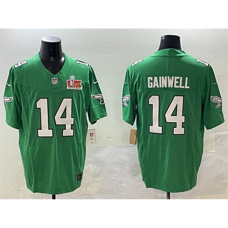 Men's Philadelphia Eagles #14 Kenneth Gainwell Green 2025 Super Bowl LIX Patch F.U.S.E. Throwback Vapor Untouchable Limited Stitched Football Jersey