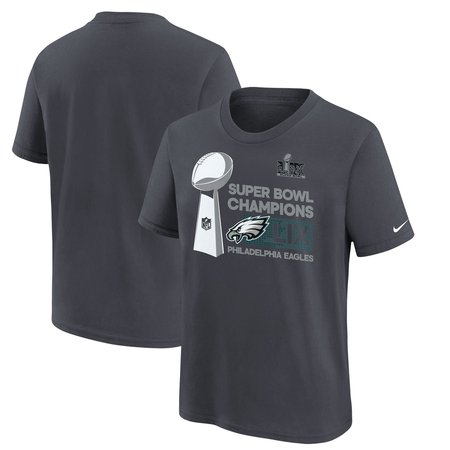 Youth Philadelphia Eagles Nike Anthracite Super Bowl LIX Champions Locker Room Trophy Collection T-Shirt