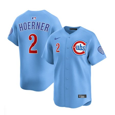 Men's Chicago Cubs #2 Nico Hoerner Blue 2024/25 2nd Alternate Limited Stitched Baseball Jersey