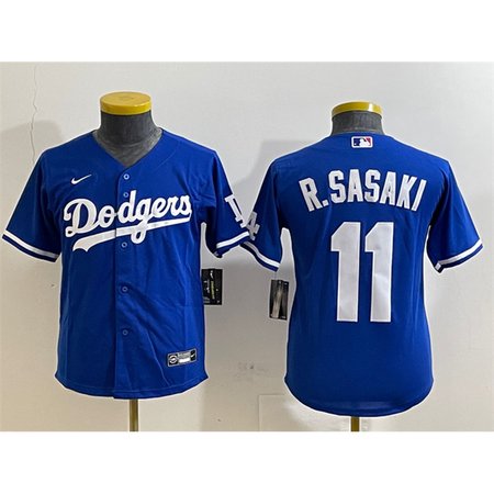 Youth Los Angeles Dodgers #11 Roki Sasaki Royal Cool Base Stitched Baseball Jersey