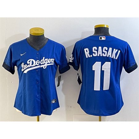 Women's Los Angeles Dodgers #11 Roki Sasaki Royal City Connect Cool Base Stitched Baseball Jersey(Run Small)