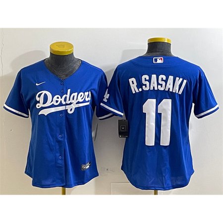 Women's Los Angeles Dodgers #11 Roki Sasaki Royal Cool Base Stitched Baseball Jersey(Run Small)