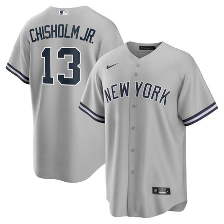 Men's New York Yankees #13 Jazz Chisholm Jr. Gray Road Replica Player Jersey