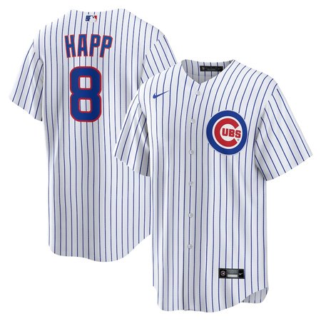 Men's Chicago Cubs #8 Ian Happ White Home Replica Jersey