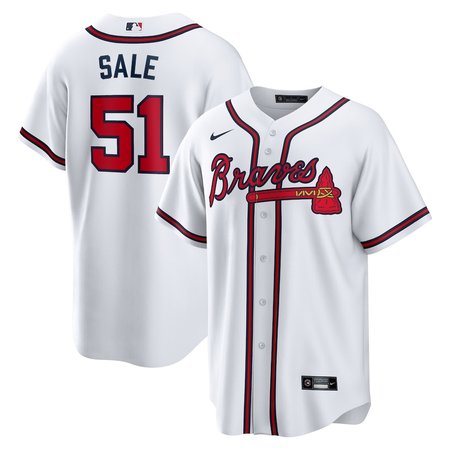 Men's Atlanta Braves #51 Chris Sale White Home Replica Jersey