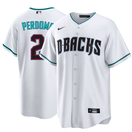 Men's Arizona Diamondbacks #2 Geraldo Perdomo White Cool Base Stitched Baseball Jersey