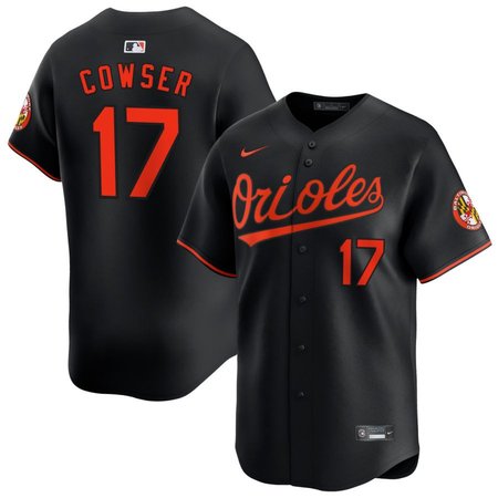 Men's Baltimore Orioles #17 Colton Cowser Black Cool Base Stitched Baseball Jersey