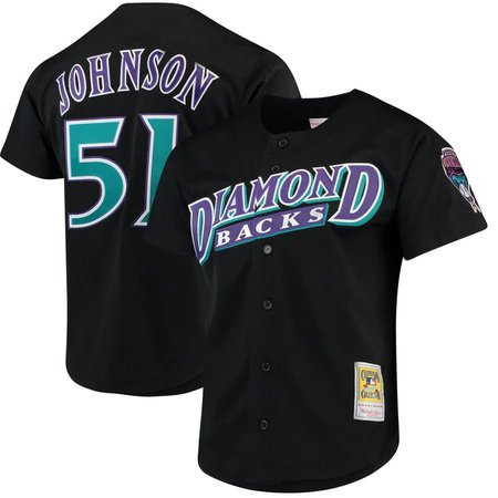 Men's Arizona Diamondbacks #51 Randy Johnson Black Cool Base Stitched Baseball Jersey