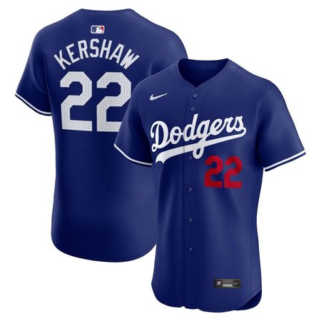 Men's Los Angeles Dodgers #22 Clayton Kershaw Royal Flex Base Stitched Baseball Jersey