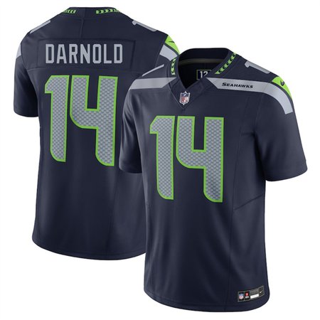 Men's Seattle Seahawks #14 Sam Darnold Navy 2024 F.U.S.E Vapor Limited Stitched Football Jersey