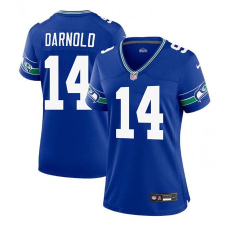 Women's Seattle Seahawks #14 Sam Darnold Royal 2024 F.U.S.E Vapor Limited Stitched Football Jersey