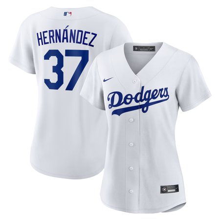 Women's Los Angeles Dodgers #37 Teoscar Hernandez White Home Replica Jersey