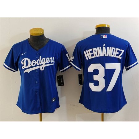 Women's Los Angeles Dodgers #37 Teoscar Hernandez Blue Stitched Jersey